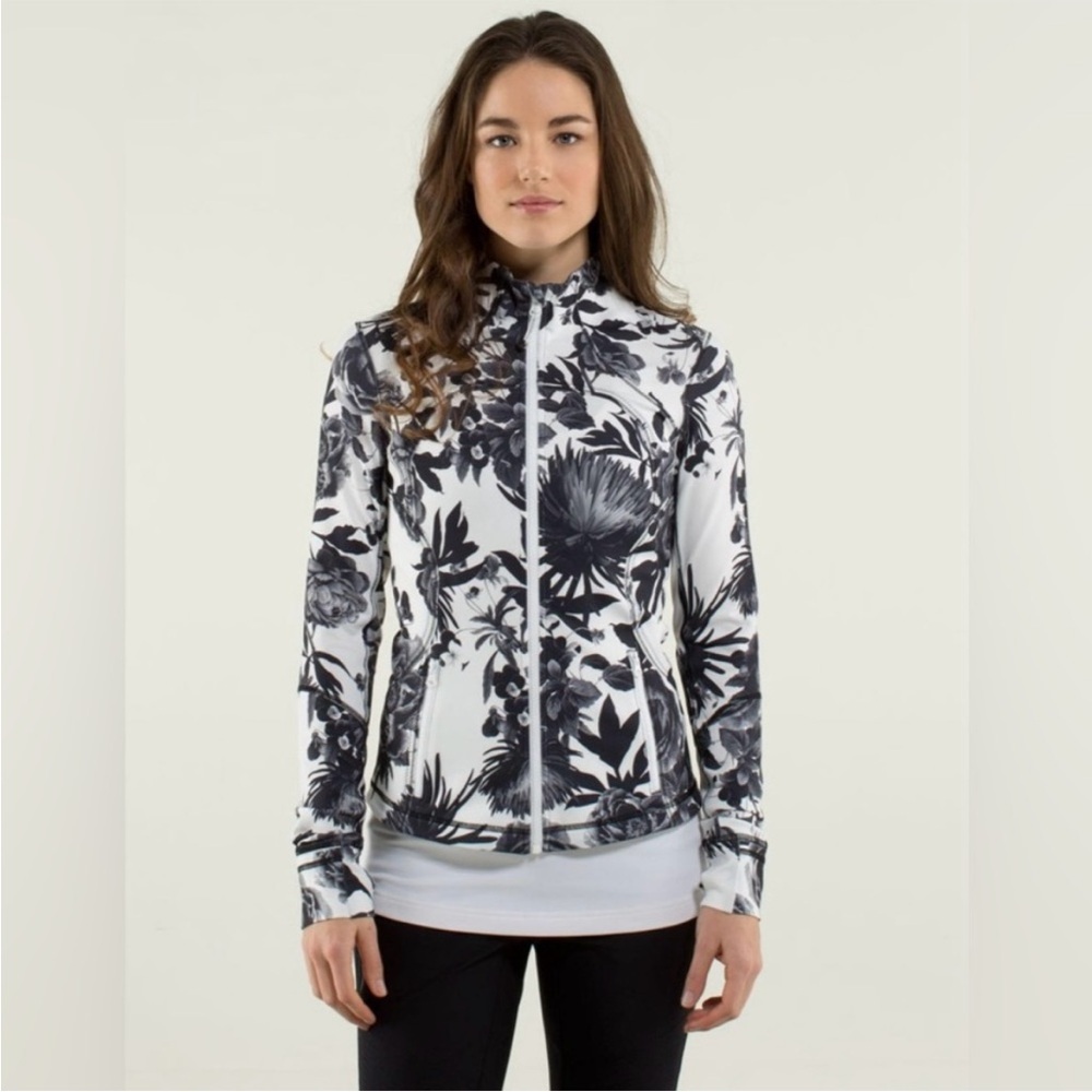 Lululemon Athletica Black and White Floral Jacket - Picture 2 of 12